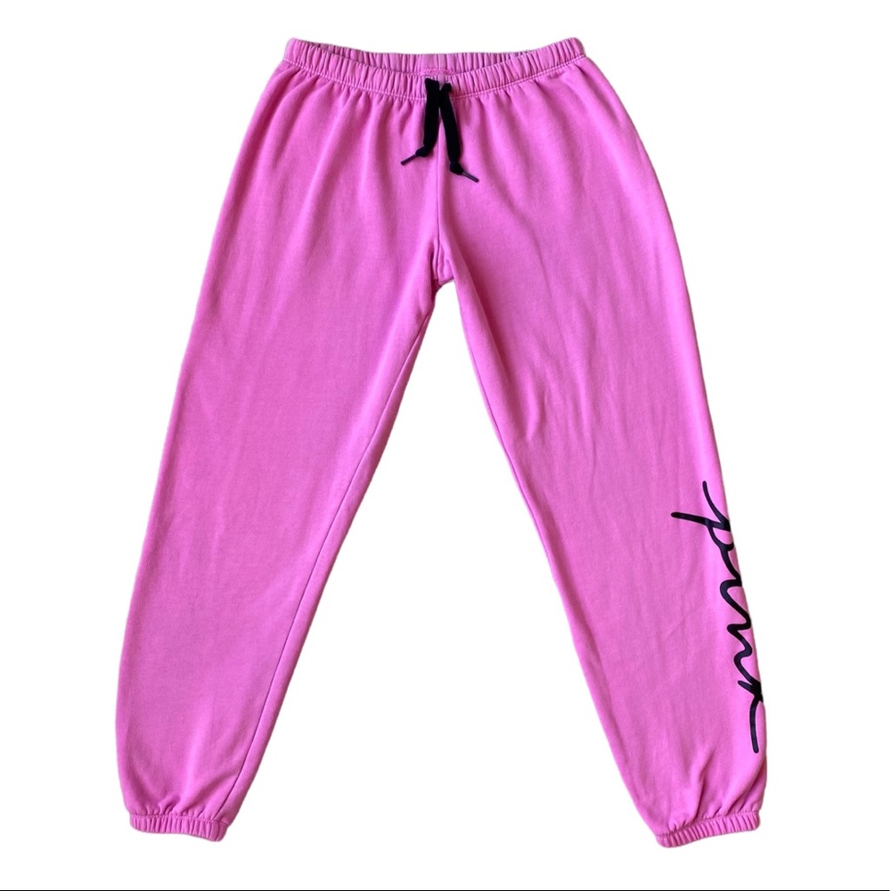 Vintage 2000s Victoria’s Secret Pink bubblegum pink sweatpants with cursive logo